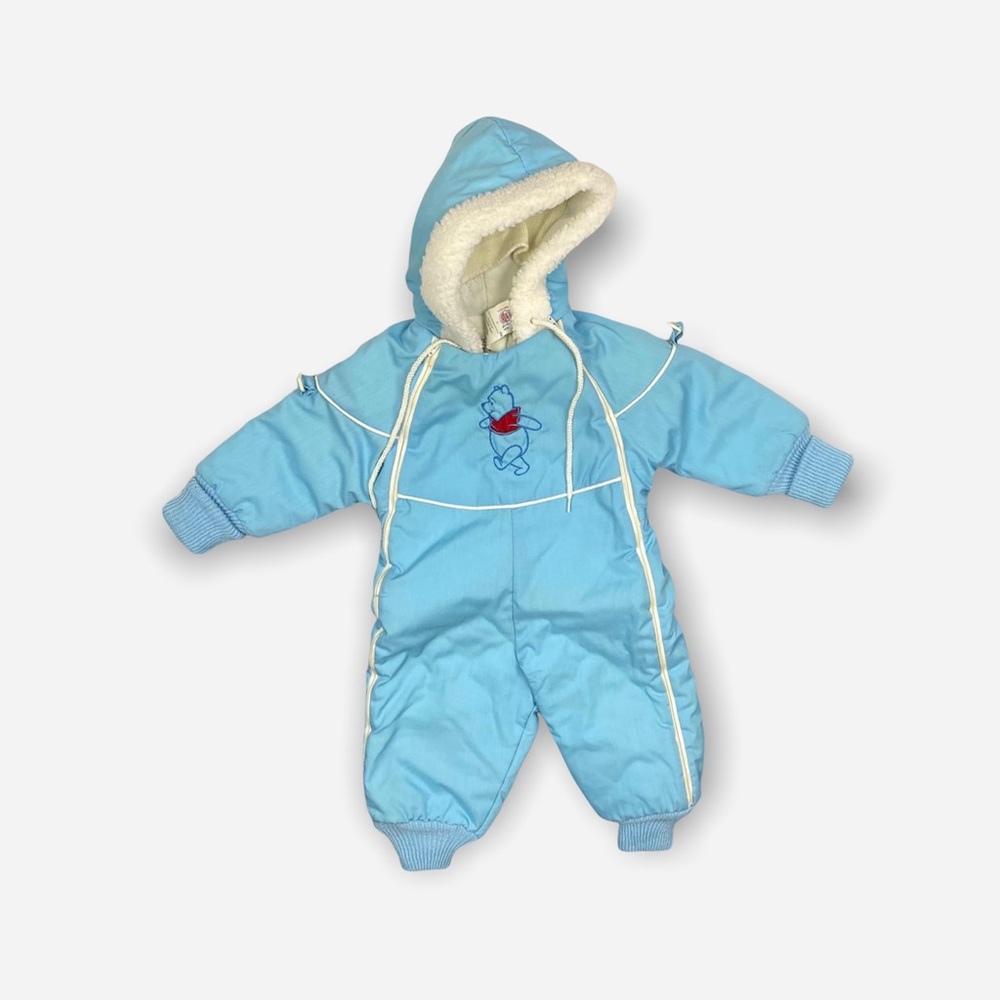 Vintage Winnie the Pooh Light Blue Snow Suit Med